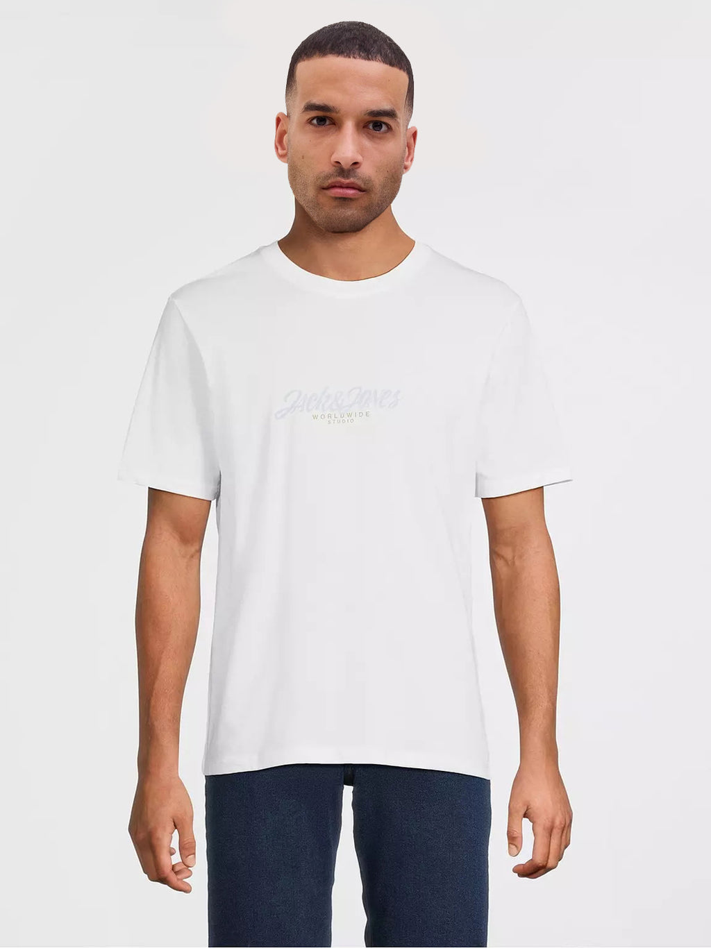 JACK & JONES Maglietta a Maniche Corte da Uomo Jjebas, con Scollo a U Bianco (Dettagli Bianchi: Reg Fit). XS (2er-Pacchetto di