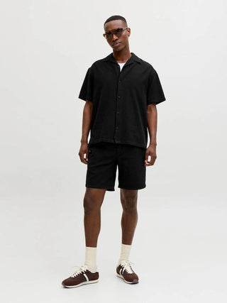Ανδρικό πουκάμισο κοντομάνικο JJGLOBAL WAFFLE RESORT SHIRT SS JACK&JONES 12295551 BLACK SS26