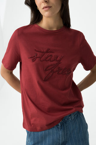 Γυναικείο t-shirt TIFFOSI 10063612 ΜΠΟΡΝΤΩ W25/26