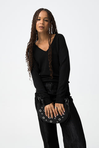 Γυναικεία πλεκτή μπλούζα TIFFOSI 10061669 ΜΑΥΡΟ W25/26