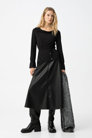 Γυναικεία φούστα δερματίνη TIFFOSI 10066257 BLACK W25/26