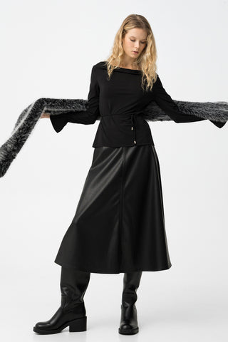 Γυναικεία φούστα δερματίνη TIFFOSI 10066257 BLACK W25/26