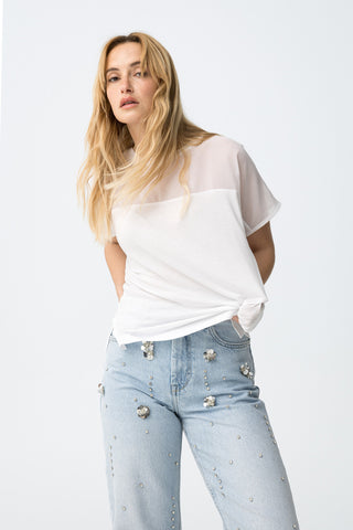 Γυναικεία μπλούζα κοντομάνικη SKY TIFFOSI 10064680 WHITE SS26