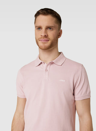 Ανδρική μπλούζα polo κοντομάνικη Regular Fit 100% Cotton S.OLIVER 2141481 ΡΟΖ S 24