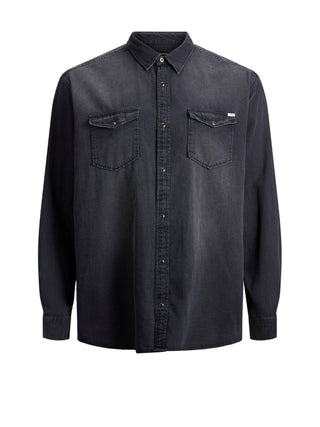 Ανδρικό πουκάμισο τζίν JESHERIDAN SHIRT plus size JACK & JONES 12143934 Black Denim NOOS S23