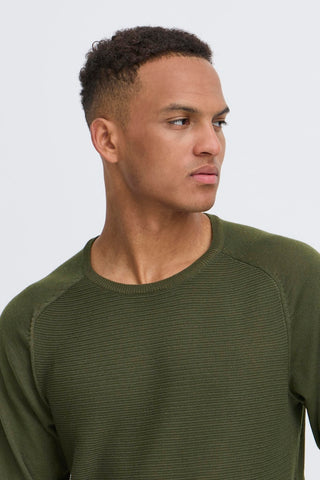 Ανδρικό πλεκτό πουλόβερ BHDANIEL CREWNECK BLEND 20718567 XAKI W25/26