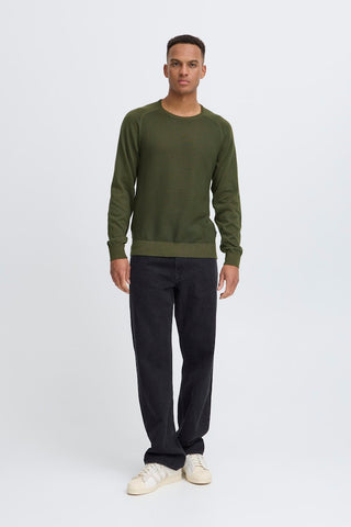 Ανδρικό πλεκτό πουλόβερ BHDANIEL CREWNECK BLEND 20718567 XAKI W25/26