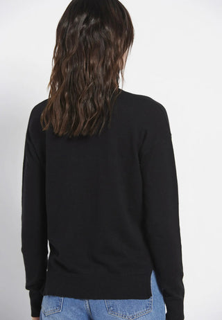 Γυναικεία πλεκτή μπλούζα με ψηλό λαιμό FUNKY BUDDHA FBL008-103-09 BLACK W 23/24