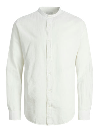 Ανδρικό πουκάμισο Slim Fit 70% Cotton, 30% Linen JJELINEN BLEND BAND SHIRT LS SN JACK & JONES 12248581 White S 24