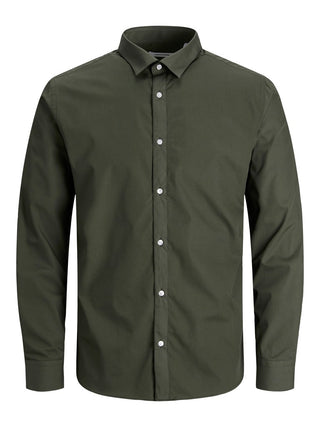 Ανδρικό πουκάμισο JJJOE SHIRT LS PLAIN JACK & JONES 12187222 FOREST NIGHT NOOS SS26