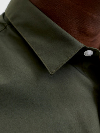 Ανδρικό πουκάμισο JJJOE SHIRT LS PLAIN JACK & JONES 12187222 FOREST NIGHT NOOS SS26