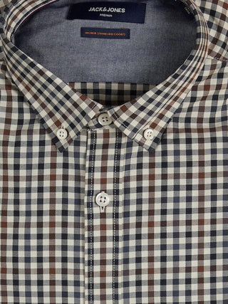 Ανδρικό πουκάμισο JPRBLUGREG GINGHAM SHIRT L/S BUTTON DOWN JACK & JONES 12241947 Bison W 23/24