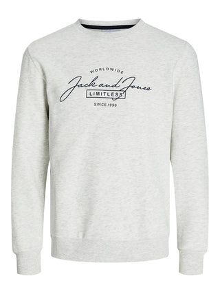 Ανδρικό φούτερ Standard Fit 65% Polyester, 35% Cotton JJFERRIS SWEAT CREW NECK JACK & JONES 12256837 White Melange W24/25