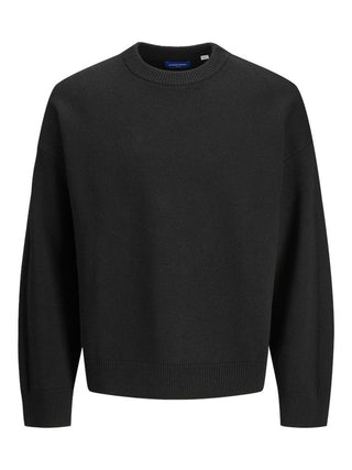 Ανδρικό πλεκτό πουλόβερ Wide Fit 100% Cotton JORKOBE KNIT CREW NECK JACK & JONES 12261789 Black W24/25