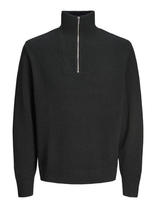 Ανδρικό πλεκτό πουλόβερ JORFREDERIKSBERG KNIT HALF ZIP JACK & JONES 12262055 Black W24/25