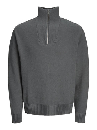 Ανδρικό πλεκτό πουλόβερ JORFREDERIKSBERG KNIT HALF ZIP JACK & JONES 12262055 Iron Gate W24/25