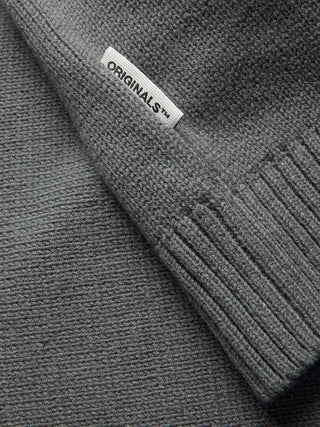 Ανδρικό πλεκτό πουλόβερ JORFREDERIKSBERG KNIT HALF ZIP JACK & JONES 12262055 Iron Gate W24/25