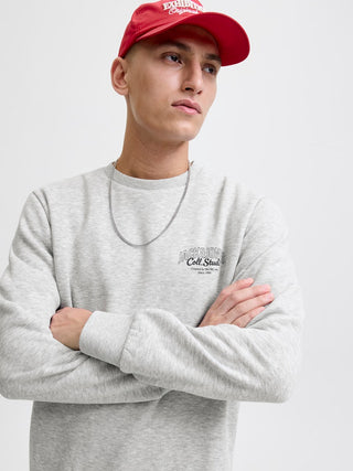 Ανδρικό φούτερ JJMAKOTO SWEAT CREW NECK Jack & Jones 12278601 Light Grey Melange W25/26