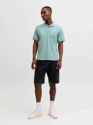 Ανδρική μπλούζα polo κοντομάνικη JJEBASIC POLO SS NOOS JACK&JONES 12136516 MINERAL BLUE SS26
