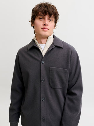 Ανδρικό Overshirt JJEREGENT OVERSHIRT LS SN JACK&JONES 12298613 DARK GREY MELANGE W26/27