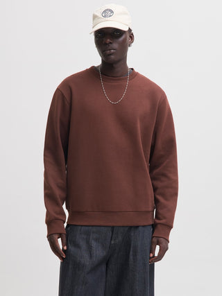 Ανδρικό φούτερ JJEBRADLEY SWEAT CREW JACK&JONES 12249341 BITTER CHOCOLATE NOOS W26/27
