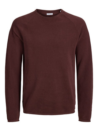 Ανδρικό πλεκτό πουλόβερ JAUHILL KNIT CREW NECK JACK&JONES 12157321 BITTER CHOCOLATE NOOS W26/27