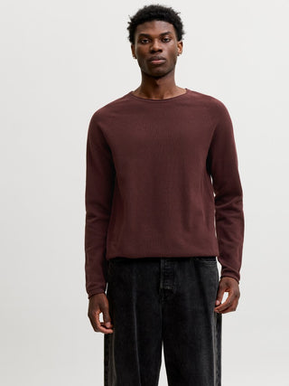 Ανδρικό πλεκτό πουλόβερ JAUHILL KNIT CREW NECK JACK&JONES 12157321 BITTER CHOCOLATE NOOS W26/27