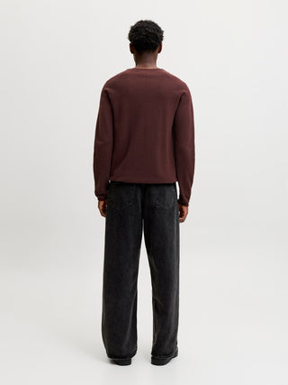 Ανδρικό πλεκτό πουλόβερ JAUHILL KNIT CREW NECK JACK&JONES 12157321 BITTER CHOCOLATE NOOS W26/27