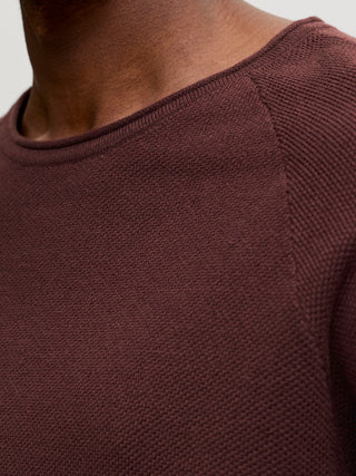 Ανδρικό πλεκτό πουλόβερ JAUHILL KNIT CREW NECK JACK&JONES 12157321 BITTER CHOCOLATE NOOS W26/27