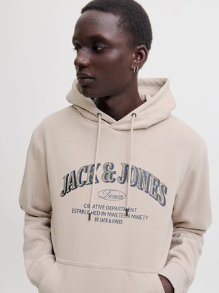 Ανδρικό φούτερ με κουκούλα JJEDENVER LOGO SWEAT HOOD SN JACK&JONES 12298730 MOONBEAM W26/27