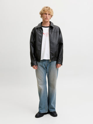 Ανδρικό μπουφάν JJMARLON PU JACKET JACK&JONES 12298762 BLACK W26/27