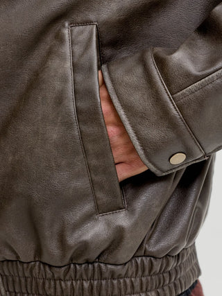 Ανδρικό μπουφάν JJMARLON PU JACKET JACK&JONES 12298762 COCOA W26/27