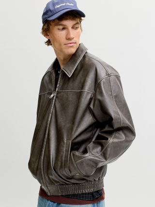 Ανδρικό μπουφάν JJMARLON PU JACKET JACK&JONES 12298762 COCOA W26/27