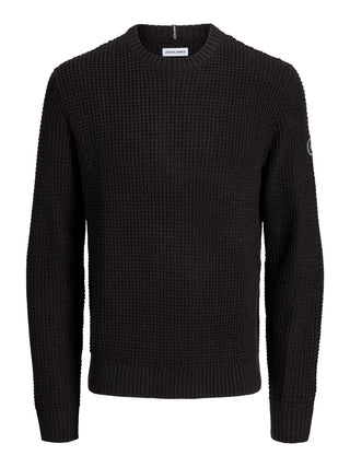 Ανδρικό πλεκτό πουλόβερ JJLUKE KNIT CREW NECK AW26 JACK&JONES 12298521 BLACK W26/27