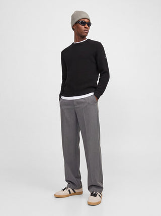 Ανδρικό πλεκτό πουλόβερ JJLUKE KNIT CREW NECK AW26 JACK&JONES 12298521 BLACK W26/27