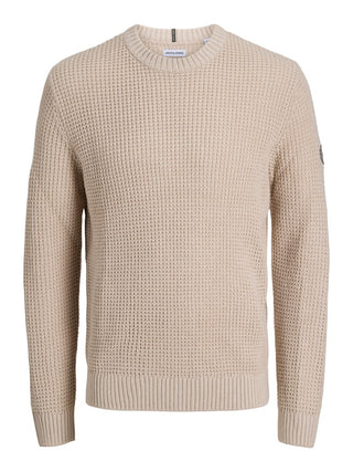 Ανδρικό πλεκτό πουλόβερ JJLUKE KNIT CREW NECK AW26 JACK&JONES 12298521 MOONBEAM W26/27