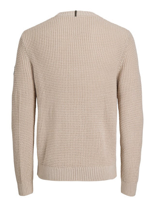 Ανδρικό πλεκτό πουλόβερ JJLUKE KNIT CREW NECK AW26 JACK&JONES 12298521 MOONBEAM W26/27