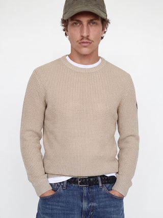 Ανδρικό πλεκτό πουλόβερ JJLUKE KNIT CREW NECK AW26 JACK&JONES 12298521 MOONBEAM W26/27