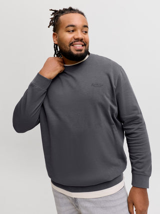 Ανδρικό φούτερ JJEARCHIVE GRAPHIC SWEAT CN plus size Jack & Jones 12294579 ASPHALT NOOS W26/27