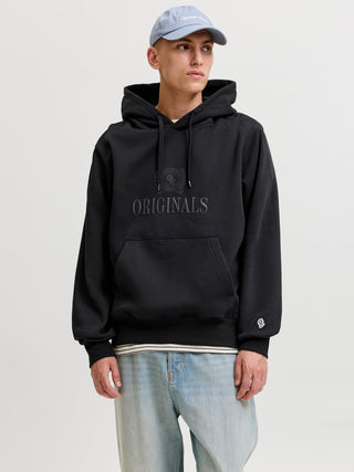 Ανδρικό φούτερ με κουκούλα JORFREDERIKSBERG MONOGRAM SWEAT HOOD SN JACK&JONES 12300022 BLACK W26/27