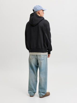 Ανδρικό φούτερ με κουκούλα JORFREDERIKSBERG MONOGRAM SWEAT HOOD SN JACK&JONES 12300022 BLACK W26/27