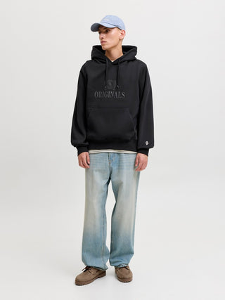 Ανδρικό φούτερ με κουκούλα JORFREDERIKSBERG MONOGRAM SWEAT HOOD SN JACK&JONES 12300022 BLACK W26/27