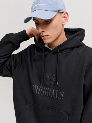 Ανδρικό φούτερ με κουκούλα JORFREDERIKSBERG MONOGRAM SWEAT HOOD SN JACK&JONES 12300022 BLACK W26/27