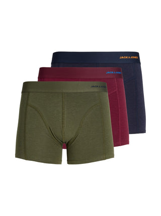 Ανδρικό μποξεράκι JACADRIAN SOLID TRUNKS 3 PACK JACK&JONES 12300848 WINDSOR WINE W26/27