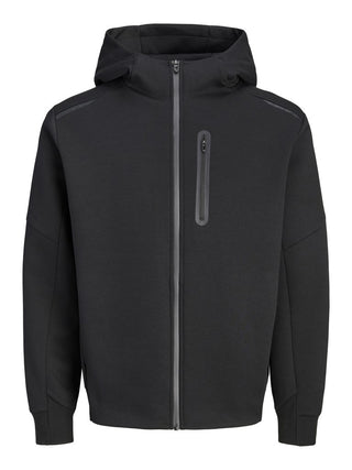 Ανδρική ζακέτα φούτερ με κουκούλα JCOFUSION SWEAT FULL ZIP HOOD JACK&JONES 12301089 BLACK W26/27