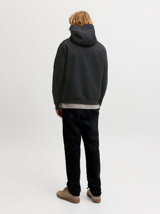 Ανδρική ζακέτα φούτερ με κουκούλα JCOFUSION SWEAT FULL ZIP HOOD JACK&JONES 12301089 BLACK W26/27