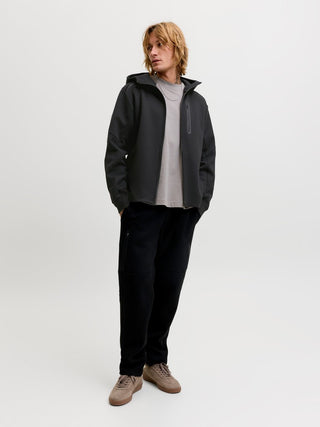 Ανδρική ζακέτα φούτερ με κουκούλα JCOFUSION SWEAT FULL ZIP HOOD JACK&JONES 12301089 BLACK W26/27
