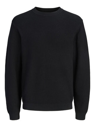 Ανδρικό πλεκτό πουλόβερ JPRBLACONNOR KNIT CREW NECK JACK&JONES 12301707 BLACK W26/27