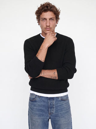 Ανδρικό πλεκτό πουλόβερ JPRBLACONNOR KNIT CREW NECK JACK&JONES 12301707 BLACK W26/27