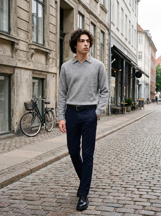 Ανδρικό παντελόνι JPSTMARCO ARTHUR TENCEL BLEND CHINO SN JACK&JONES 12301838 DARK NAVY W26/27